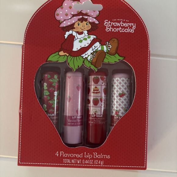 Strawberry Shortcake Lip Balm Set - 4 Piece Flavored Lip Balms - New In Box - Picture 1 of 7